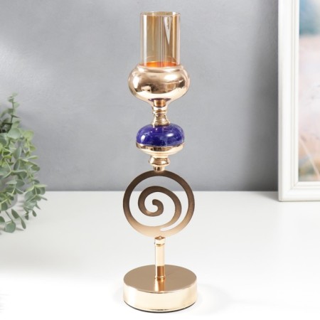Summary Metal for 1 candle "Spiral. Blue marble element" gold 38x10x10 cm-2