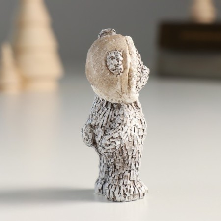 Souvenir Polystone "Bear in a hat/cap, stands" gray mix 4x3x7 cm-2