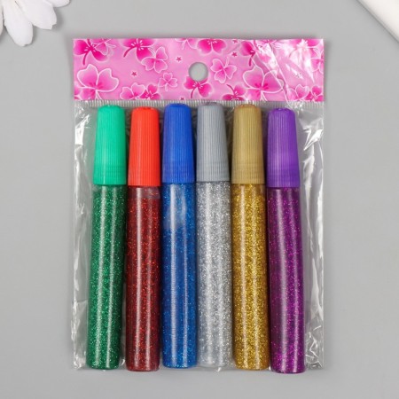 Glitter color (adhesive) set 6 pcs (10 grams 1 tube)