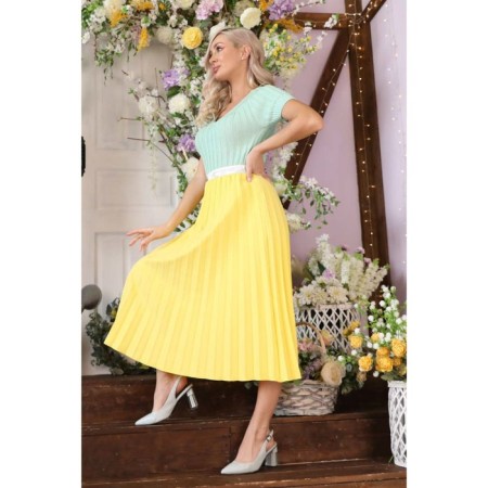Female skirt, size 54, yellow color-3