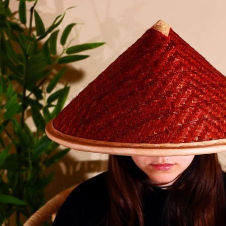 Bamboo hat 38 cm burgundy