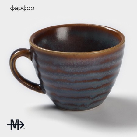 Porcelain cup Magistro Garland, 200 ml, blue color-1