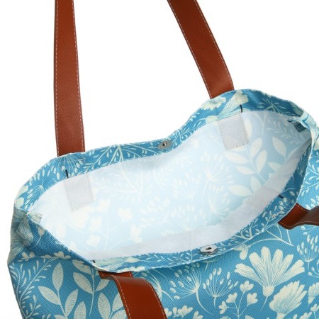 Hooper bag without fastening, from textiles, blue color-2