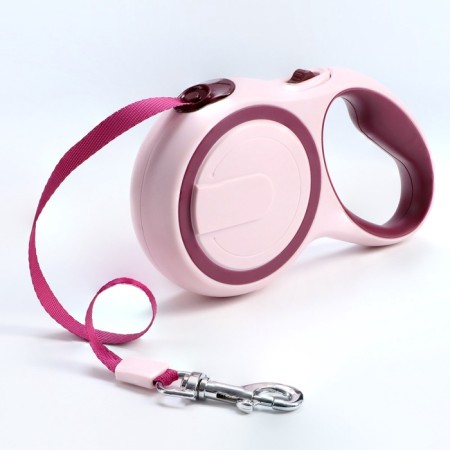 Roulette with a system of effective twisting a leash, 5 m, up to 20 kg, pink-burgundy-3