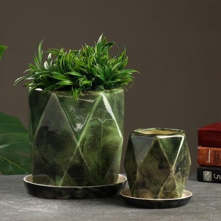 Set of pots 3pcs. "Crystal" green: 7.4 l, 3.9 l, 0.6 liters-1