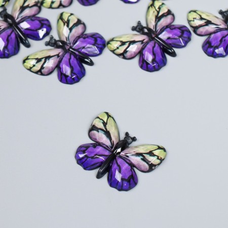 Decor for creativity Plastic "Butterfly, purple-yellow wings" 2.5x3.2 cm