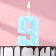 Candle for the cake "ice", number "9", blue