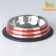 A bowl with a non -slip base with colored stripes, 230 ml, red