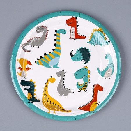 Paper plate "Dinosaurs", in a set of 6 pcs.