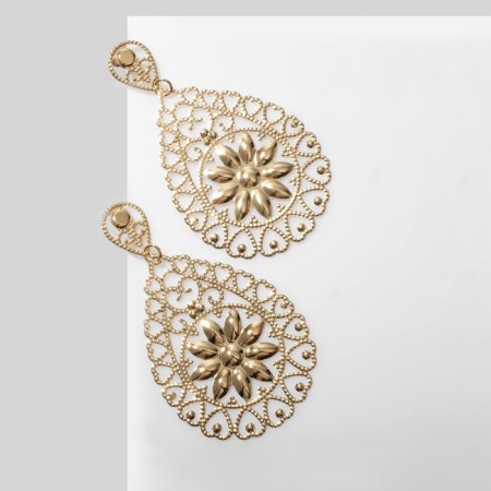 Earrings hanging "openwork" Flower waltz, color gold, 8 cm-2
