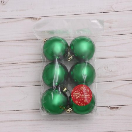 Set of balls plastic D-6 cm, 6 pcs "gloss" green-1