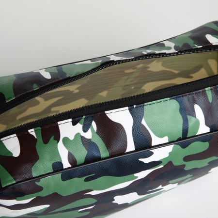 Cosmetic bag with zipper, green color/camouflage-2