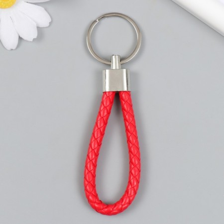 Keychain metal to the leatherette "strap" red 10x4 cm