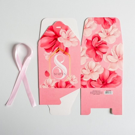Gift folding box, packaging, “March 8”, 12 x 12 x 12 cm-4