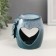 Aroma lamp ceramics "Heart with leaves" White-blue 8.5x7.5x9 cm