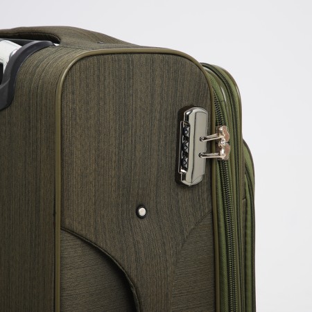 Small 24 suitcase "On a zipper, code castle, with extension, khaki color-4