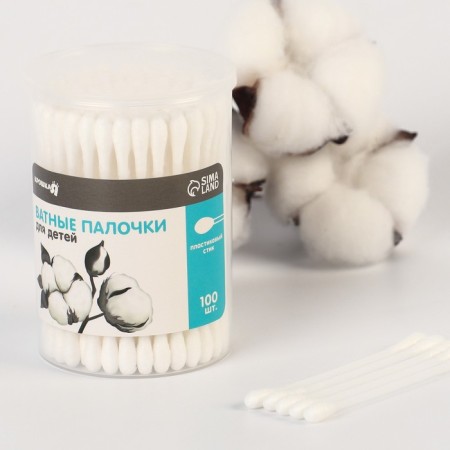 Cotton sticks in the tube 100 pcs., Tip - classic, cotton/plastic (stick)-1