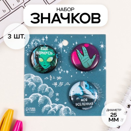 Icons sunset set 3 pcs d = 25 mm "Cosmos" 7x7 cm
