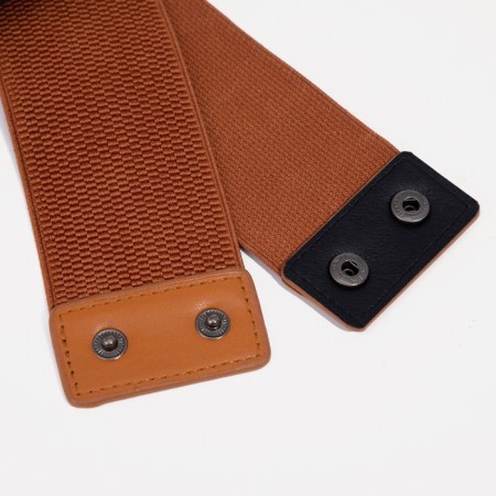Women's belt on buttons, width 8 cm, brown color-2