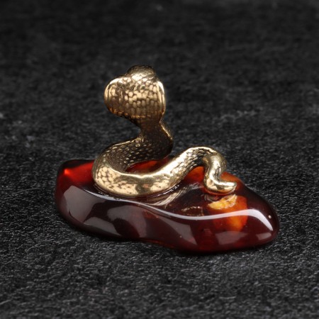 Souvenir "Snake of Cobra", small, brass, amber-2