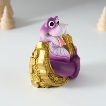 Piglite Polystone "Snake on the horseshoe" 8x7x11 cm-2