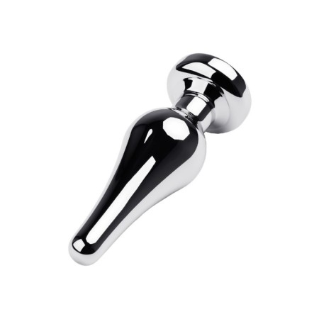 Anal plug Metal by toyfa, silver, diamond, 10 cm, d = 3 cm-1