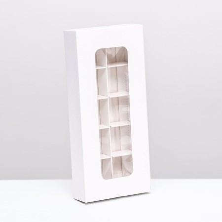 Folding box under 10 sweets, white, 9.8 x 22 x 3.5 cm