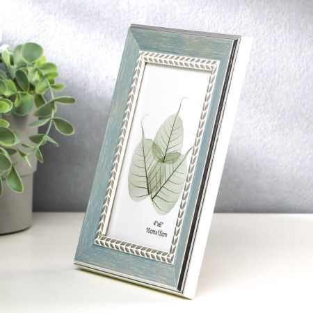 Photo frame plastic 10x15 cm "Gray with silver pigtail" 19.7x14.7x1.6 cm-2