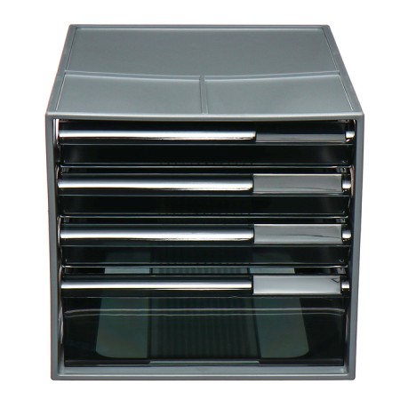 File-cabinet 4-sectoral Istanm, gray case, black trays-2