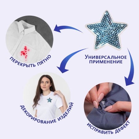 Thermal appliance "Zvezda", with sequins, 5.2 × 5.2 cm, blue color-3