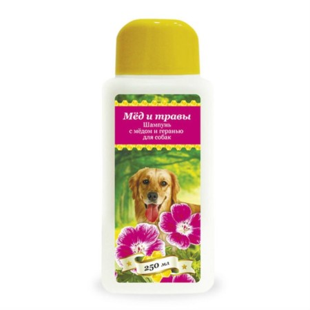 Pchelodar Professional shampoo "honey and grass" for dogs, with honey and geranium, 250 ml