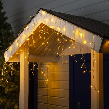Garland "fringe" 3 × 0.6 m, IP44, UMS, transparent thread, 160 smd-led, glow warm white, 220 V