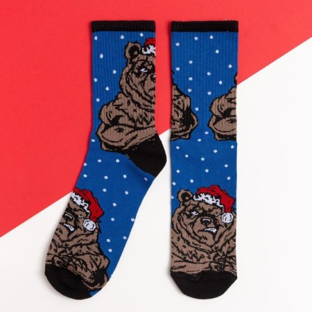 New Year. New Year's socks KAFTAN "Bear" Size 41-44 (27-29 cm), Blue color