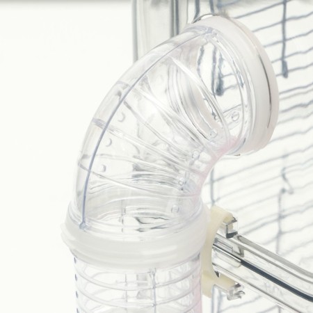 A cage for rodents with a tunnel and filling, 32 x 21 x 55, cm, pink-9