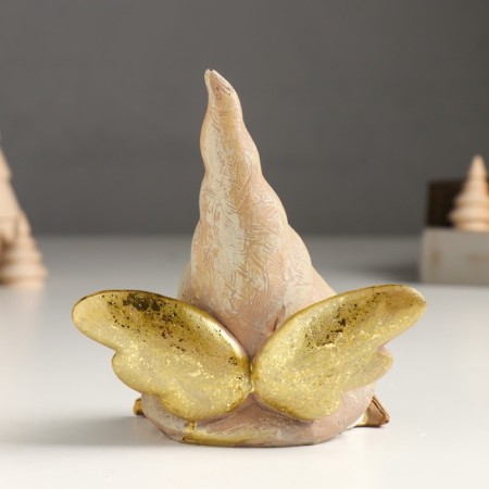 Polystone souvenir "Dwarf-Angelochka in a cap with a heart" Bezh, gold mix 13x6.5x12.8 cm-5