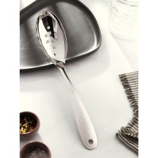 A garbage dump spoon of stainless steel perforated Dolyana Evedey, 33 × 6.4 cm, thickness 3 mm, silver color
