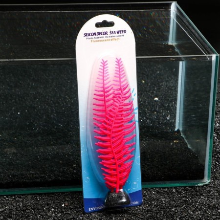 Silicone Aquarium plant, glowing in the dark, 8 x 23 cm, pink-3