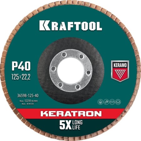 Circle of the petal end Kraftool 36598-125-40, P60, ceramic, D = 22.2 mm, 125 mm-1