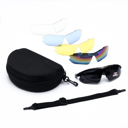 Polarization glasses with a set of interchangeable light filters