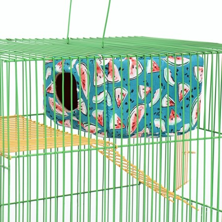 House "rectangle" for rodents 19*19*12 cm, calico, fleece, foam rubber, watermelon-5