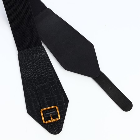Women's belt, width 10 cm, black color-4