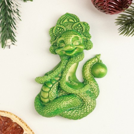 Figure with the suspension "Snake in Kokoshnik" light green, 9.5x6.5cm