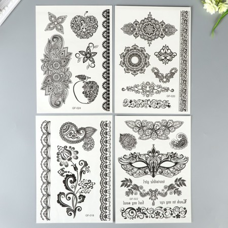 Tattoo on the body Black "Mehendi" mix 29x17 cm-2