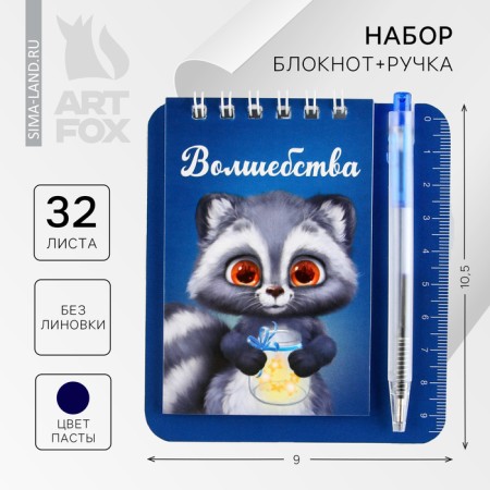Gift set by notebook and mini-hand "Raccoon"