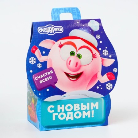 New Year. Gift box New Year's house "Smeshariki" License 12 x 8.5 x 17.5 cm (+2.2 cm).-1