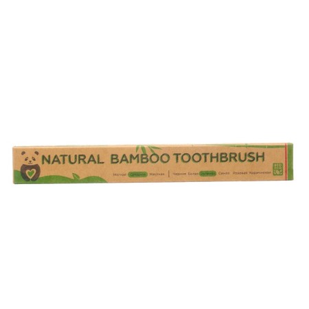 Middle bamboo toothbrush in the box, green-2