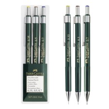 A set of pencils of mechanical Faber-Castell TK-Fine 97, HB, 0.35/0.5/0.7 mm, in plastic packaging with euro suspension