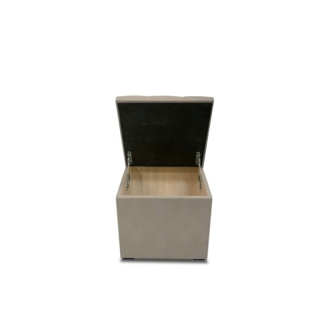 Puff with a lid and weighting, 400 × 400 × 420 mm, eco -leather, Marvel Cream color-1