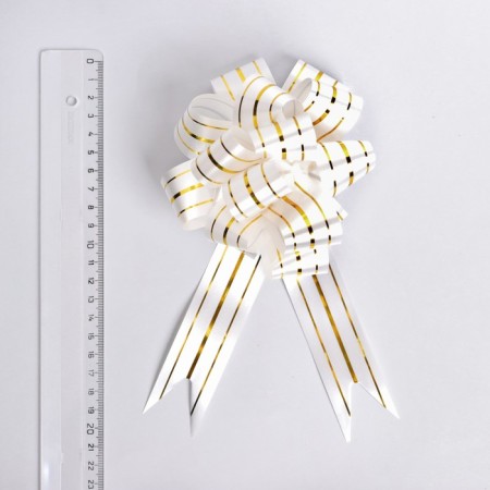 Bant-Shar No. 3 Three Gold Strips, White-2