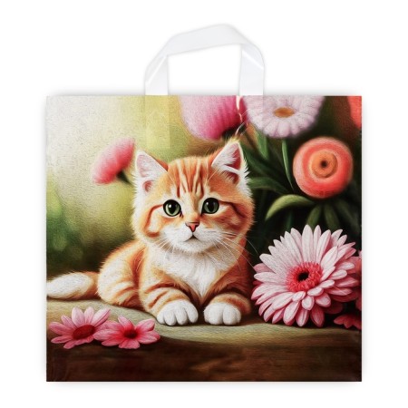 Package "Red Kitten", polyethylene with a loop pen, 37 x 34 cm, 70 μm